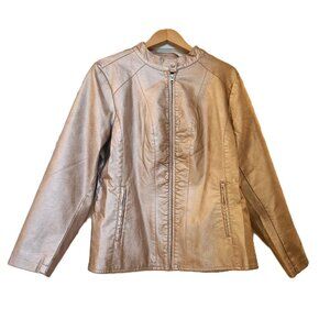 Moto Jacket Rose Gold Faux Leather Size 18/20
